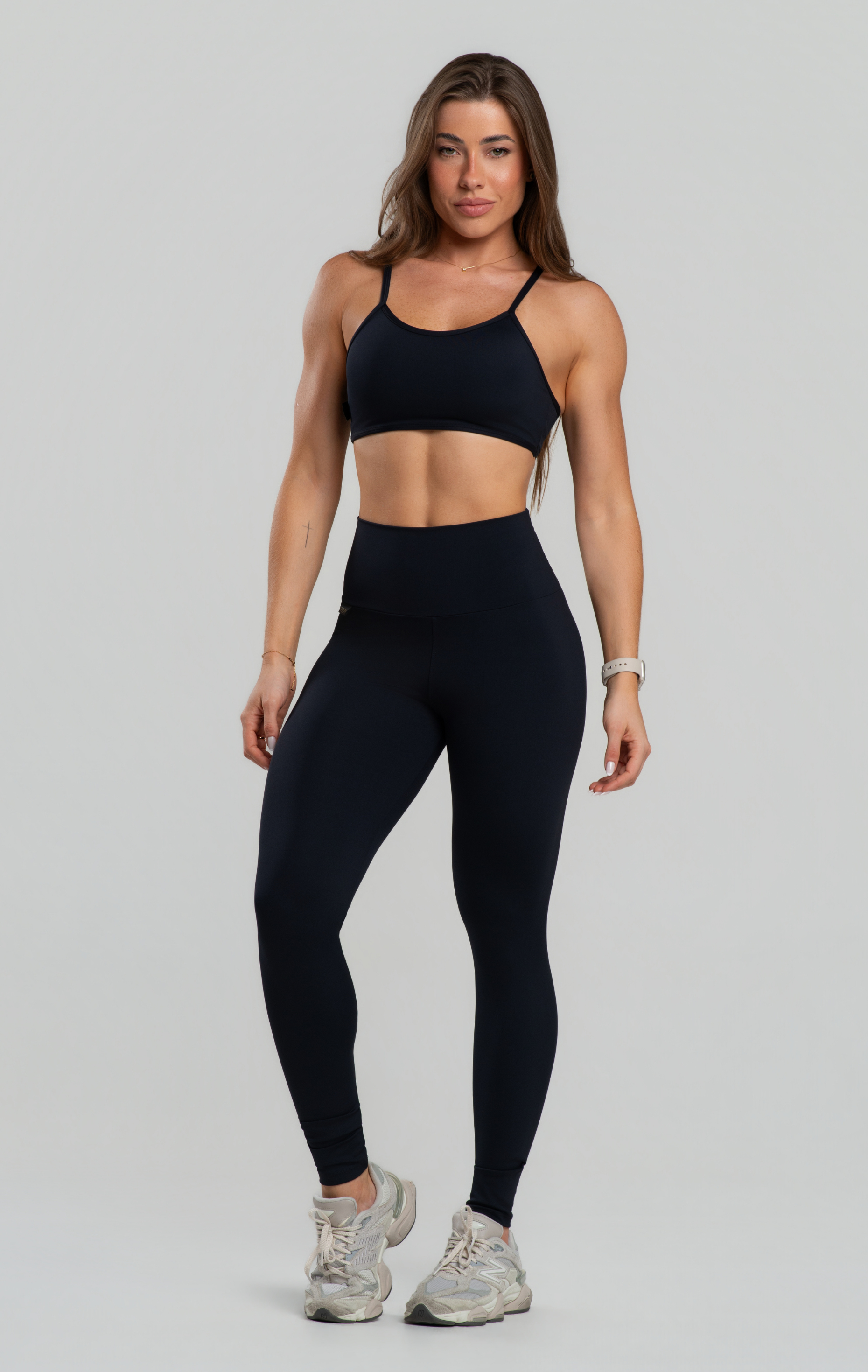 Top Fitness Feminino Pala Dupla Tiras Poliamida Zero Transparência