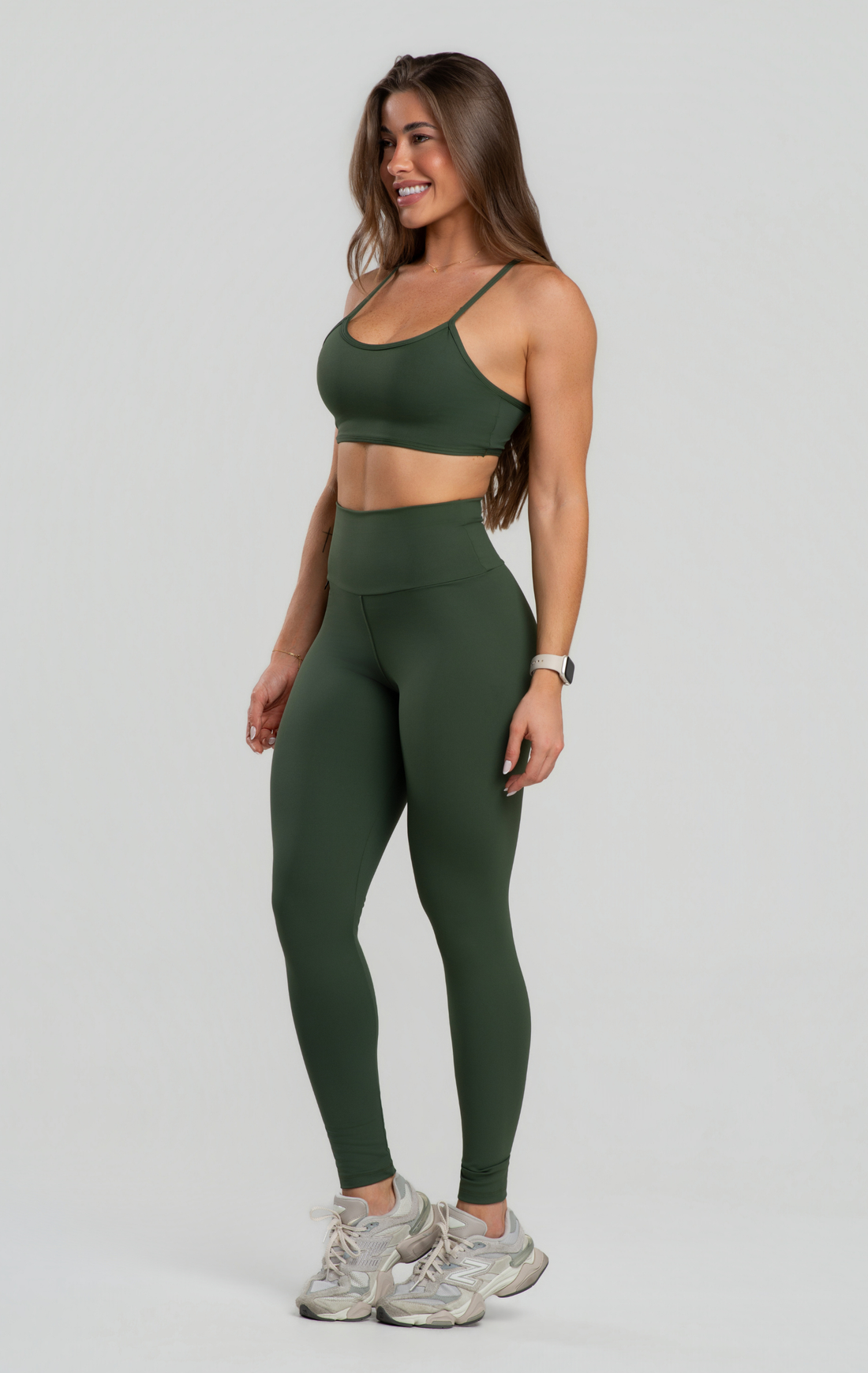 Conjunto Fitness Feminino Legging Pala dupla Cós Alto Poliamida Zero Transparência, Top Tira