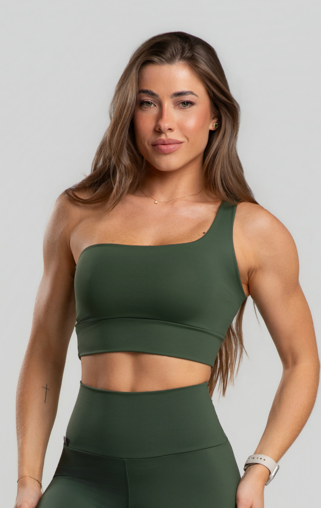 Top Fitness Feminino Pala Dupla Com Elastico Barrado Assimétrico Poliamida Zero Transparência