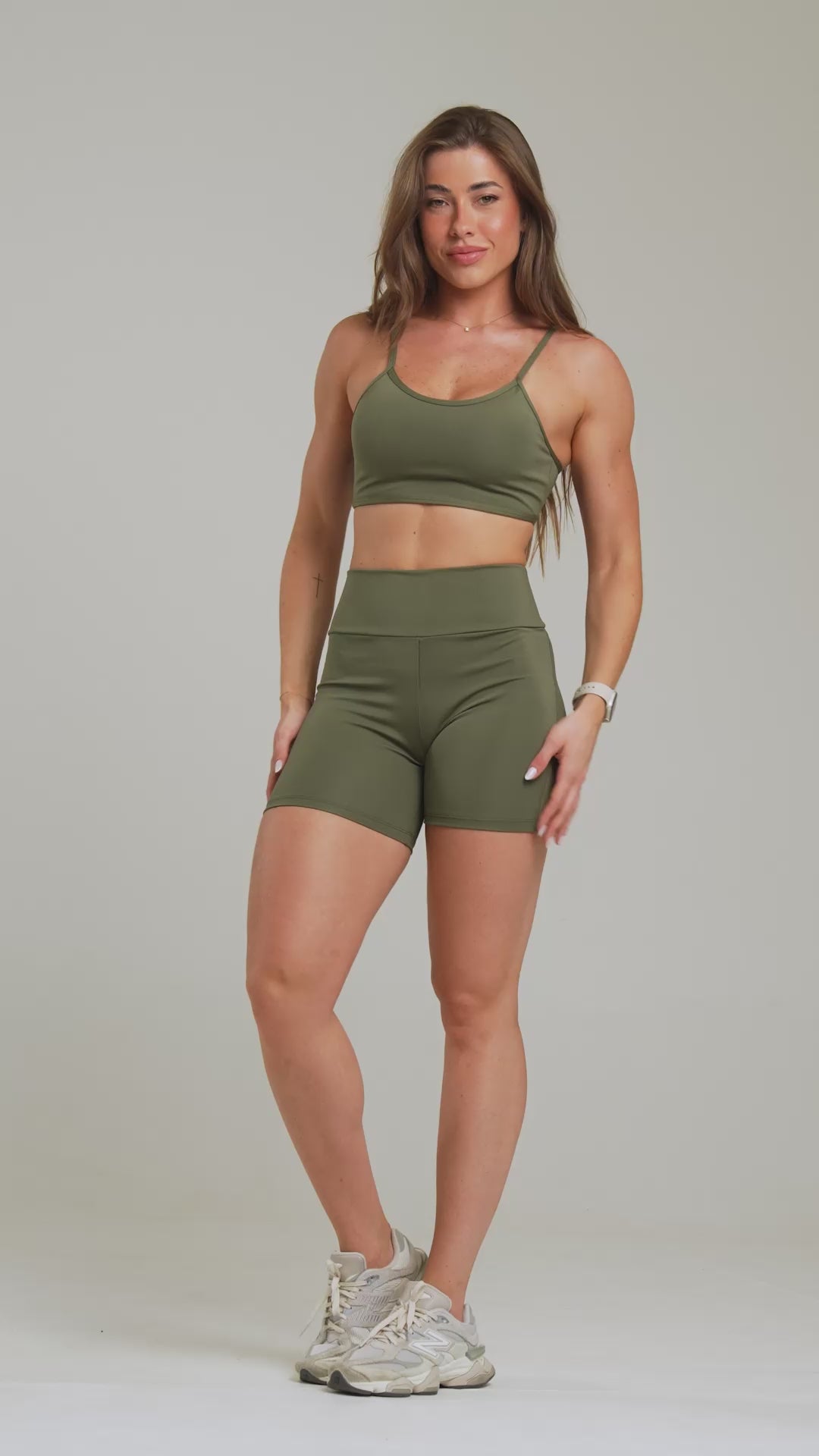 Conjunto Fitness Feminino Short Cós Alto Poliamida Zero Transparência, Top Tiras